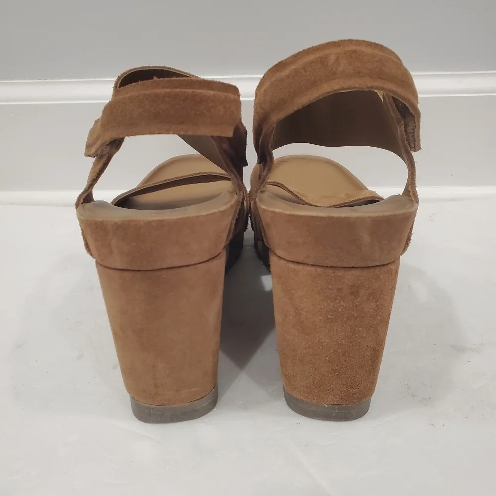 NEW Pedro Garcia Yuval Wedge Sandal Brown Suede